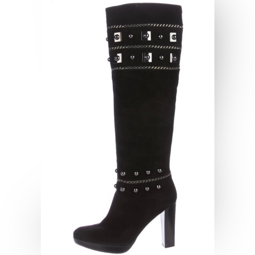 Stuart Weitzman suede boots, black. knee Sz 7.5 woman